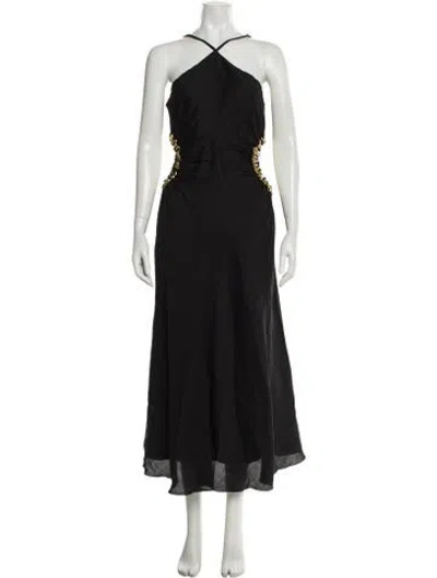 Pre-owned Cult Gaia Linen Long Dress W/ Tags In Black