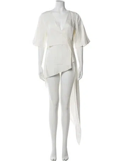 Pre-owned Cult Gaia Linen Long Dress In White