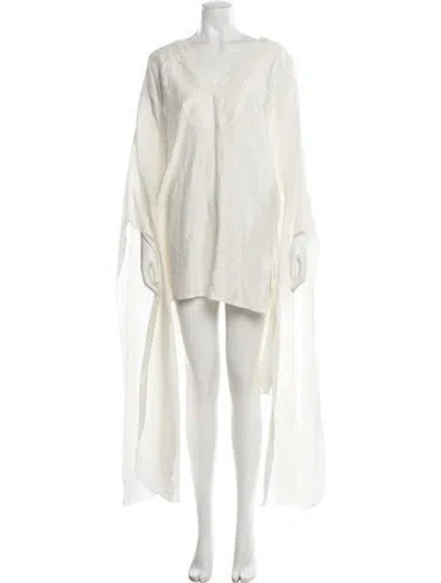 Pre-owned Cult Gaia Linen Long Dress In White
