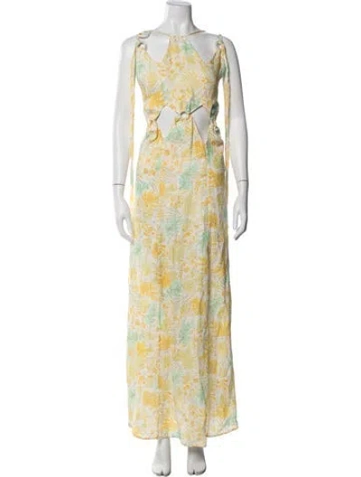 Pre-owned Cult Gaia Linen Long Dress In Yellow