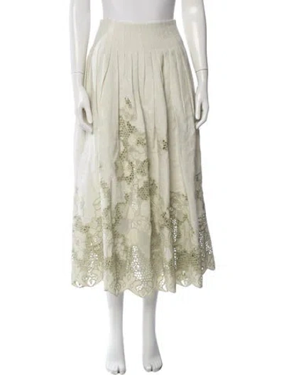 Pre-owned Cult Gaia Linen Long Skirt In Green