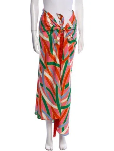 Pre-owned Cult Gaia Linen Long Skirt W/ Tags In Orange