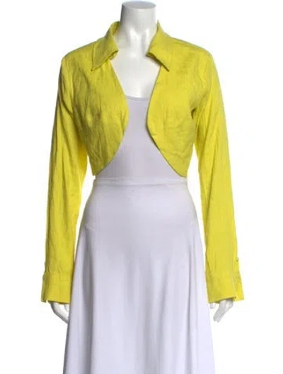 Pre-owned Cult Gaia Linen Long Sleeve Top In Yellow