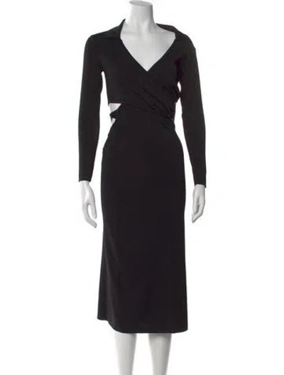 Pre-owned Cult Gaia Linen Midi Length Dress In Black