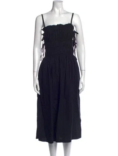 Pre-owned Cult Gaia Linen Midi Length Dress In Black