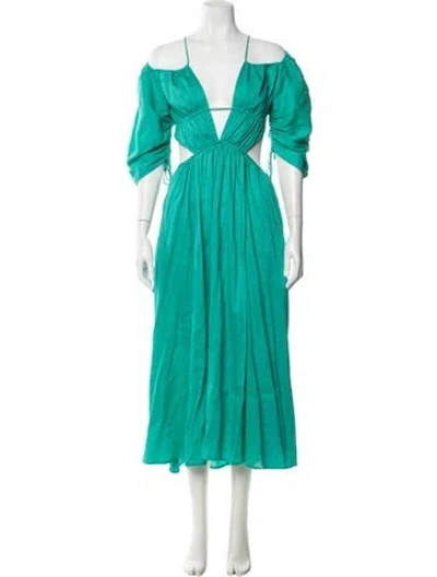 Pre-owned Cult Gaia Linen Midi Length Dress In Green