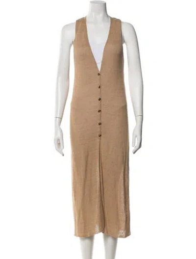 Pre-owned Cult Gaia Linen Midi Length Dress In Neutral