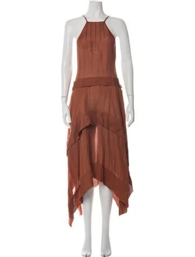 Pre-owned Cult Gaia Linen Midi Length Dress In Orange
