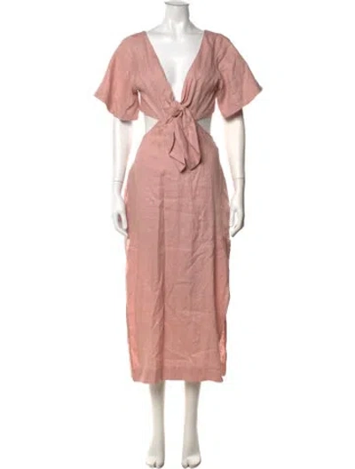 Pre-owned Cult Gaia Linen Midi Length Dress In Pink