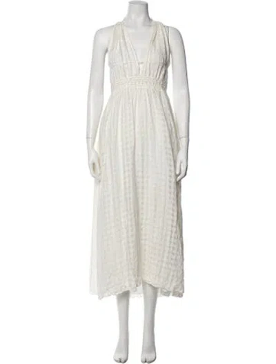 Pre-owned Cult Gaia Linen Midi Length Dress In White