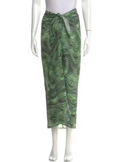 Pre-owned Cult Gaia Linen Midi Length Skirt In Green