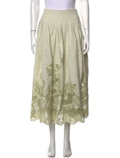 Pre-owned Cult Gaia Linen Midi Length Skirt In Green