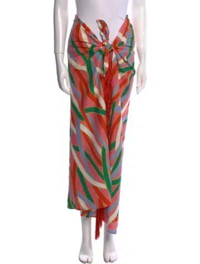 Pre-owned Cult Gaia Linen Midi Length Skirt W/ Tags In Orange