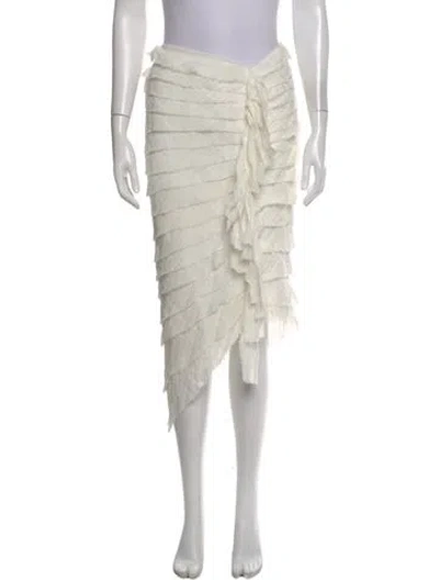 Pre-owned Cult Gaia Linen Midi Length Skirt W/ Tags In White
