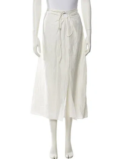 Pre-owned Cult Gaia Linen Midi Length Skirt In White