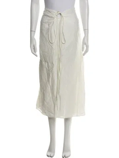Pre-owned Cult Gaia Linen Midi Length Skirt In White