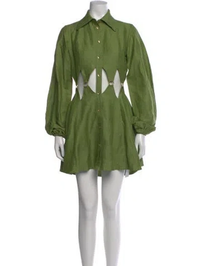 Pre-owned Cult Gaia Linen Mini Dress In Green