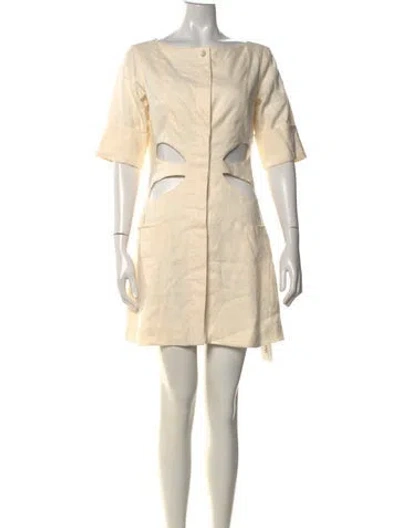 Pre-owned Cult Gaia Linen Mini Dress In Neutrals