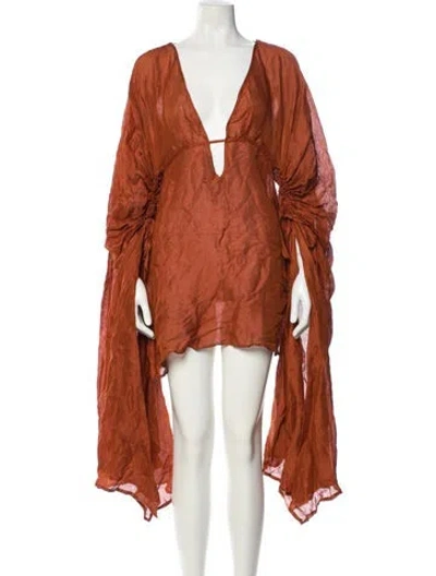 Pre-owned Cult Gaia Linen Mini Dress In Orange
