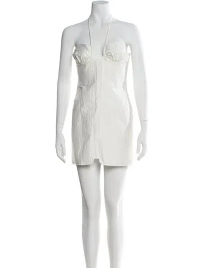 Pre-owned Cult Gaia Linen Mini Dress In White