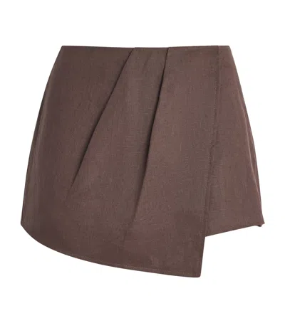 Cult Gaia Linen Posey Skort In Brown