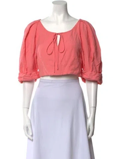 Pre-owned Cult Gaia Linen Scoop Neck Crop Top In Pink