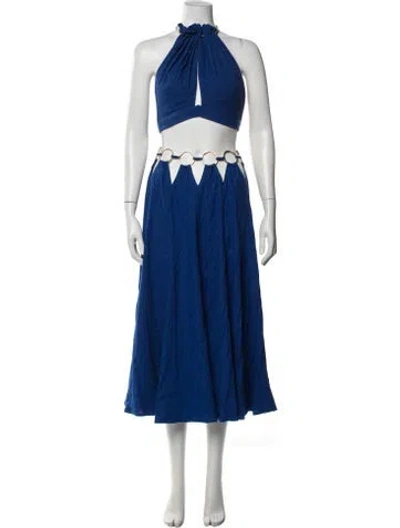 Pre-owned Cult Gaia Linen Skirt Set In Blue
