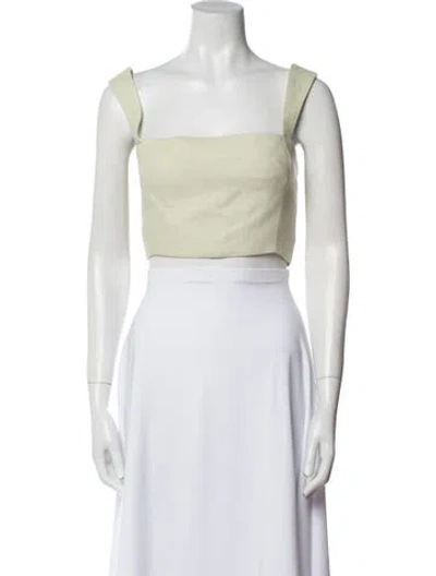 Pre-owned Cult Gaia Linen Square Neckline Crop Top In Black