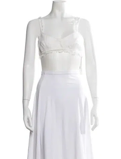 Pre-owned Cult Gaia Linen Square Neckline Crop Top In Neutral