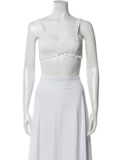 Pre-owned Cult Gaia Linen Square Neckline Sports Bra In White
