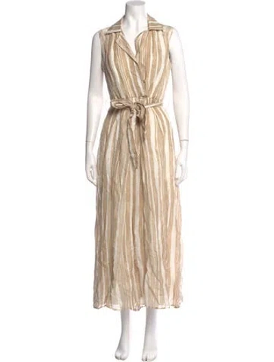 Pre-owned Cult Gaia Linen Striped Jumpsuit In Neutral