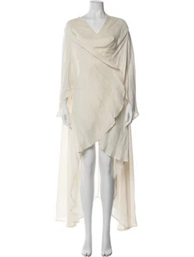 Pre-owned Cult Gaia Linen V-neck Top In Neutral