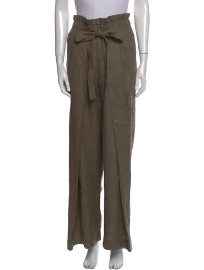 Pre-owned Cult Gaia Linen Wide Leg Pants In Green