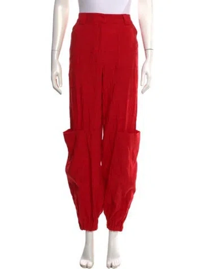 Pre-owned Cult Gaia Linen Wide Leg Pants In Red