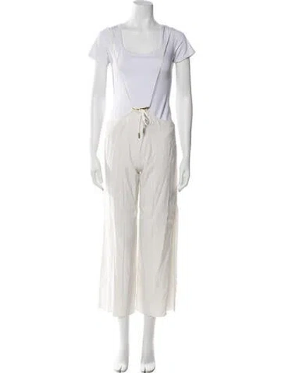 Pre-owned Cult Gaia Linen Wide Leg Pants In White