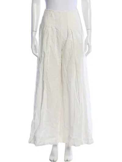 Pre-owned Cult Gaia Linen Wide Leg Pants In White