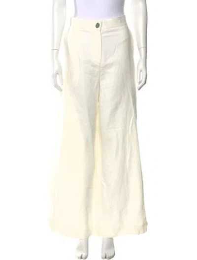 Pre-owned Cult Gaia Linen Wide Leg Pants In White