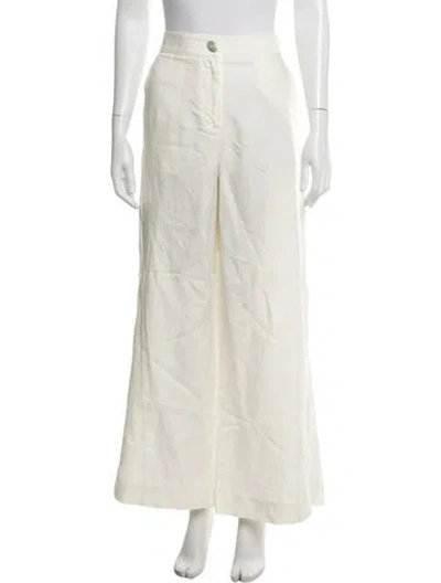Pre-owned Cult Gaia Linen Wide Leg Pants In White