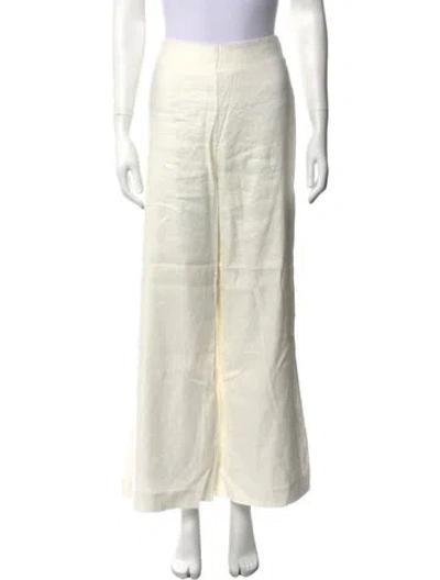 Pre-owned Cult Gaia Linen Wide Leg Pants In White