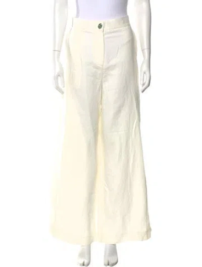 Pre-owned Cult Gaia Linen Wide Leg Pants In White