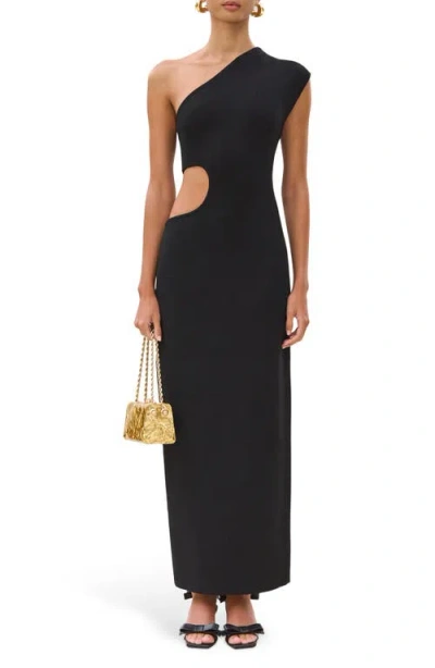 Cult Gaia Linnea Cutout One-shoulder Knit Maxi Dress In Black