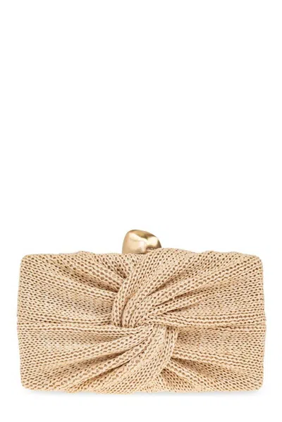 Cult Gaia Lisse Gathered Knitted Clutch Bag In Beige