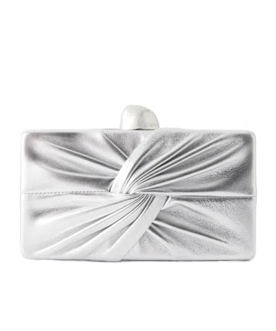 Cult Gaia Lisse Gathered Leather Clutch In Silver
