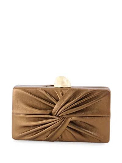 Cult Gaia Lisse Knotted Leather Clutch Bag In Brown
