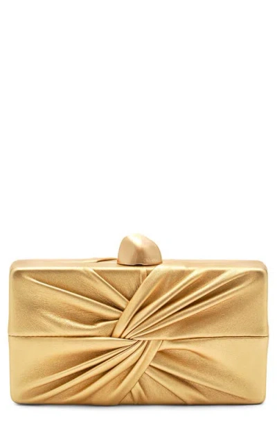 Cult Gaia Sculptural Gold Calfskin Lisse Clutch In Brown