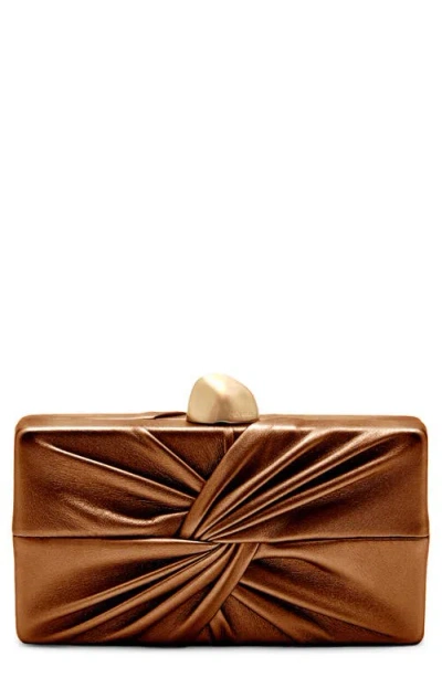 Cult Gaia Lisse Leather Clutch In Bronze