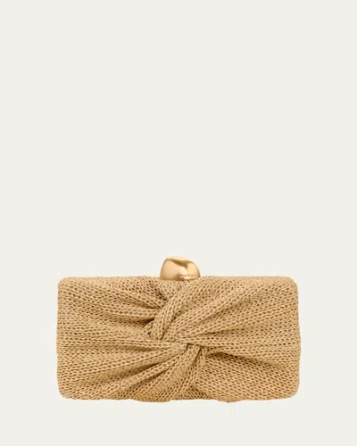 Cult Gaia Lisse Twisted Raffia Clutch Bag In Natural