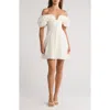 Cult Gaia Asal Ruffled Off-shoulder Mini Silk Dress In White