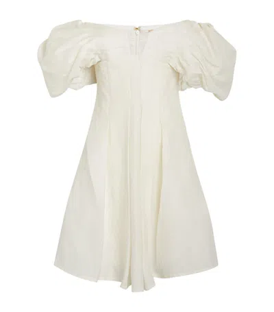Cult Gaia Asal Ruffled Off-shoulder Mini Silk Dress In Off White