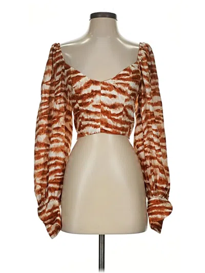 Cult Gaia Long Sleeve Blouse In Orange
